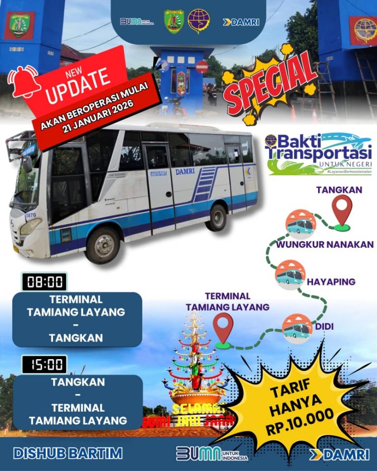 Mulai 21 Januari 2026 DAMRI Buka Trayek Bus Perintis Tamiang Layang–Tangkan