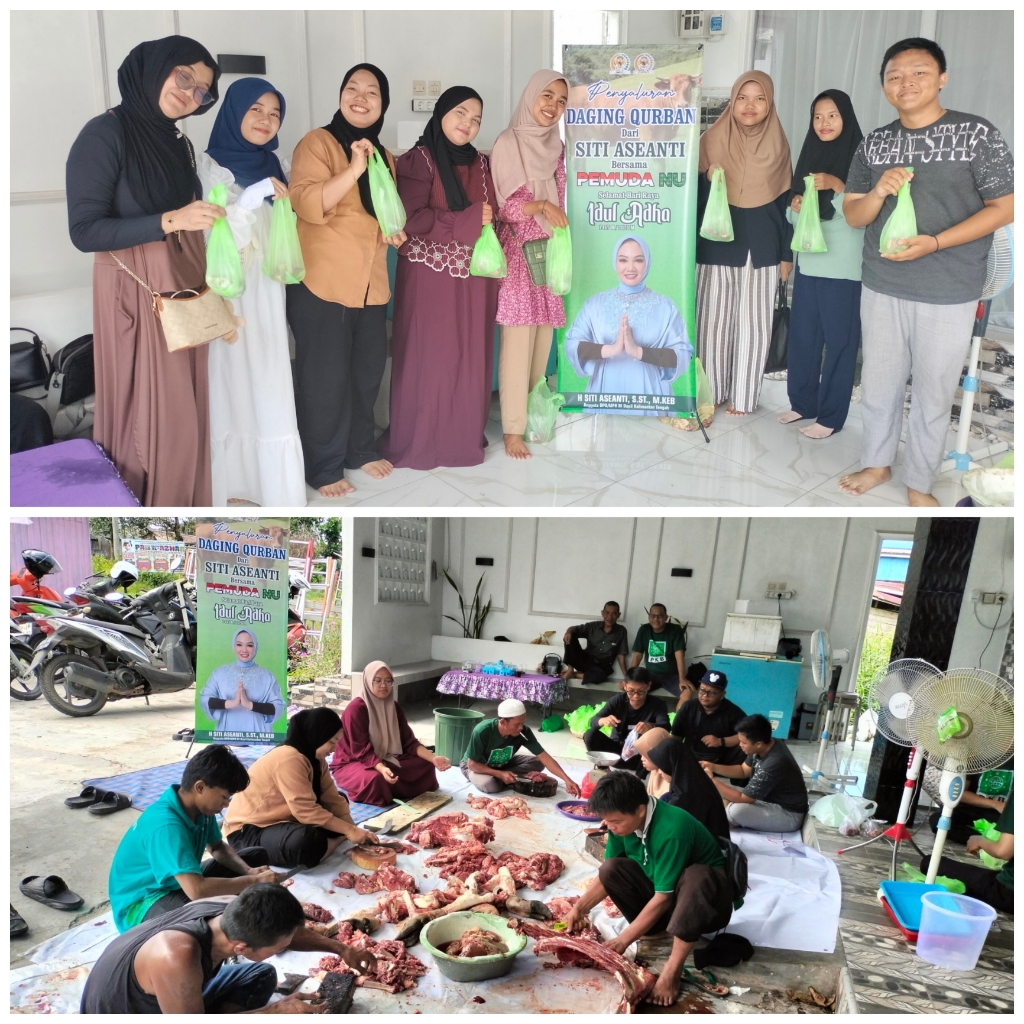 Siti Aseanti Gandeng Pemuda NU Kapuas Salurkan Daging Qurban